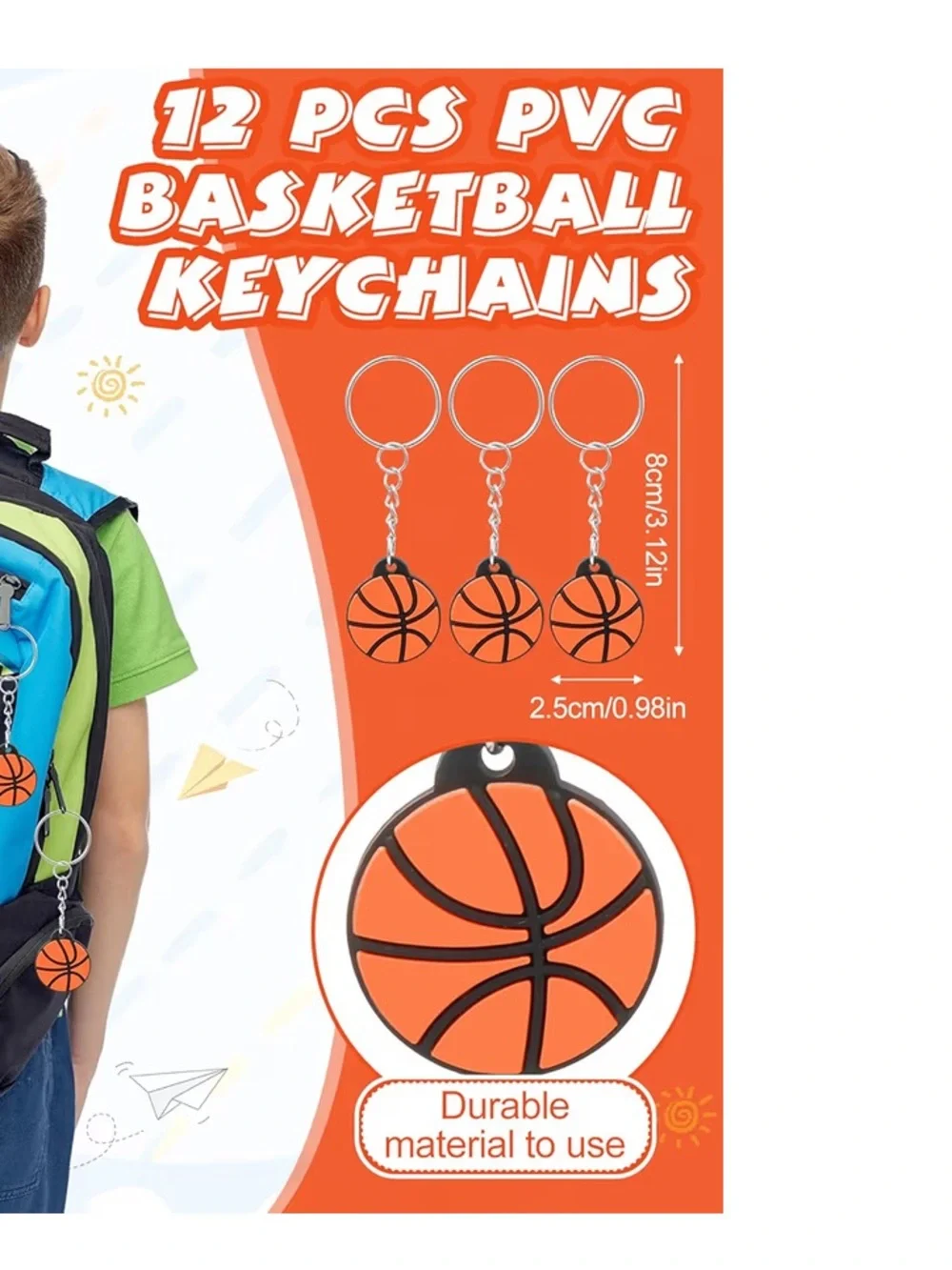 36 Pcs Basketball Party Favors 12 Drawstring Bag 12 Mini balls 12 Keychain 12